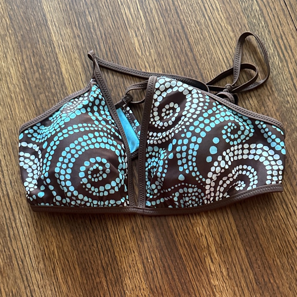 Brown and Blue Swirl Bikini Top